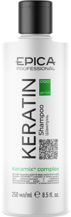 EPICA Шампунь Keratin PRO для реконструкции и глубокого восстановления, 250 мл. 4630061621607 - фото 68864