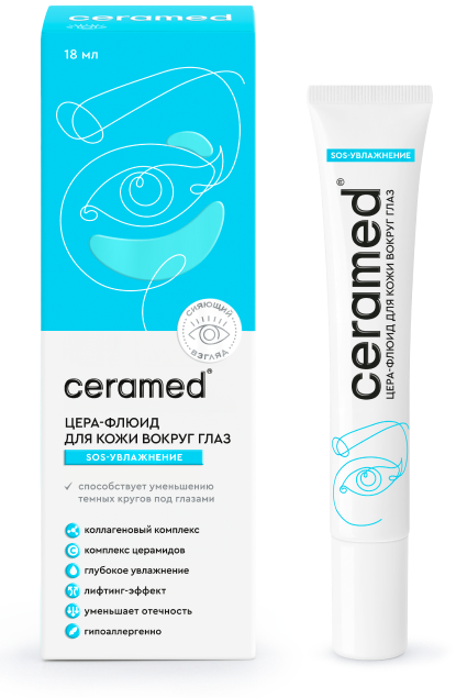 CERAMED ЦЕРА-Флюид для кожи вокруг Глаз SOS-Увлажнение 18 мл 4630274250151