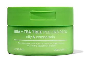 NSC ПЭДЫ отшелуш. для жирн/комб кожи с салиц. кисл и маслом чайного дерева, 30шт (зел) 8804170417307