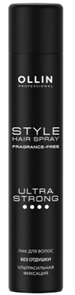 OLLIN STYLE Лак для волос ультрасильной фиксации без отдушки 400мл 4660077971274