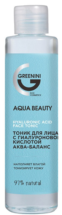 GREENINI AQUA BEAUTY Тоник для лица с Гиалур.кислотой 250 мл 4640145088783 - фото 66953