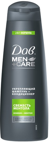 DOVE MEN Шампунь 2в1 СВЕЖЕСТЬ МЕНТОЛА Укрепляющий 380 мл 8714100830628 - фото 67099