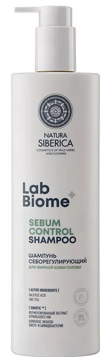 LAB Biome+ Шампунь «Себорегулирующий» для жирной кожи головы, 400 мл 4630121116432