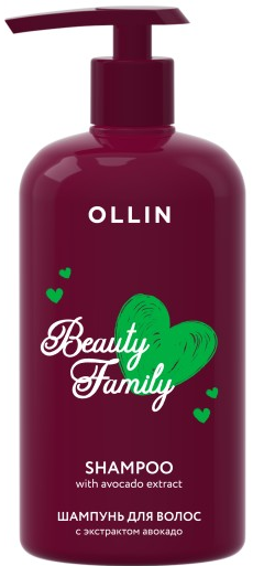 OLLIN BEAUTY FAMILY Шампунь с экстрактом авокадо 500 мл 4660077773397