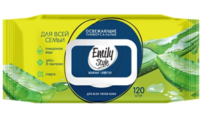 EMILY STYLE Салфетки влажные унив.ЗЕЛЁНЫЙ ЧАЙ 100 шт (с крышкой) 4620739974043